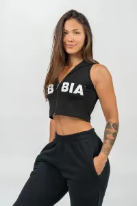 Nebbia Sleeveless Zip-Up Hoodie Muscle Mommy Black L Fitness mikina