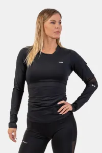 Nebbia Long Sleeve Smart Pocket Sporty Top Black M Fitness tričko