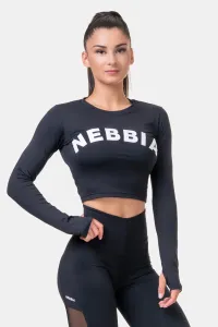 Nebbia Long Sleeve Thumbhole Sporty Crop Top Čierna XS Fitness tričko