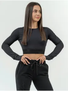 Nebbia Long Sleeve Crop Top INTENSE Perform Black M Fitness tričko