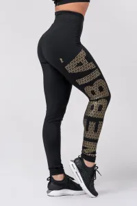 Nebbia Gold Print Leggings Black M Fitness nohavice