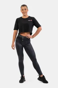 Nebbia High Waist Glossy Look Bubble Butt Pants Volcanic Black M Fitness nohavice