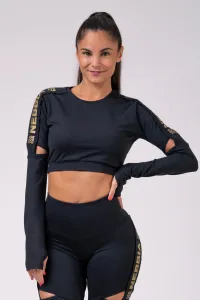 Nebbia Honey Bunny Crop Top Long Sleeve Čierna M Fitness tričko
