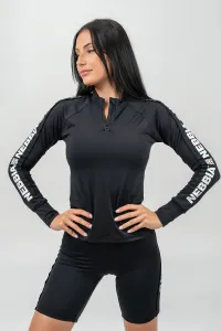 Nebbia Long Sleeve Zipper Top Winner Black M Fitness tričko