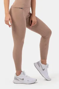 Nebbia Organic Cotton Ribbed High-Waist Leggings Brown S Fitness nohavice