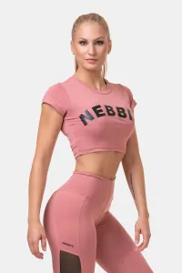Nebbia Short Sleeve Sporty Crop Top Old Rose M Fitness tričko