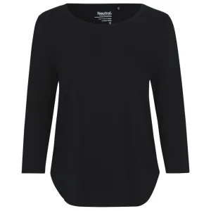 Neutral Dámske tričko s 3/4 rukávmi z organickej Fairtrade bavlny - Čierna | XS