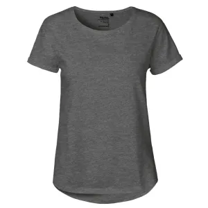 Neutral Dámske tričko s ohrnutými rukávmi z organickej Fairtrade bavlny - Tmavý melír | XL