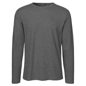 Neutral Pánske tričko s dlhým rukávom z organickej Fairtrade bavlny - Tmavý melír | XL