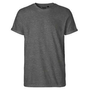 Neutral Pánske tričko s ohrnutými rukávmi z organickej Fairtrade bavlny - Tmavý melír | S