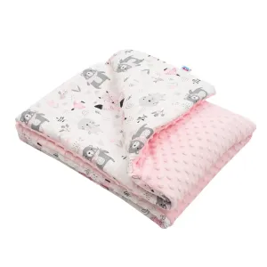 New Baby Detská deka z Minky s výplňou 80x102 cm, Medvedíkovia ružová 1 ks