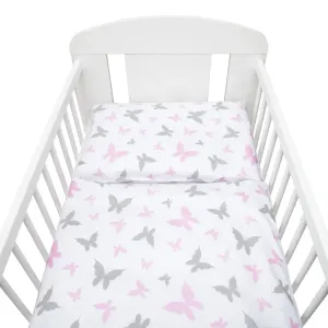 New Baby 2-dielne posteľné obliečky - Biele motýle 90/120cm 2 ks