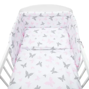 New Baby 3-dielne posteľné obliečky, biele motýle, 100/135 cm, 3 ks