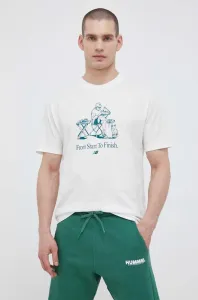 Bavlnené tričko New Balance béžová farba, s potlačou #8633705