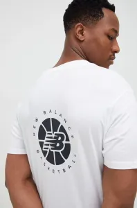 Bavlnené tričko New Balance biela farba, s potlačou #8863975
