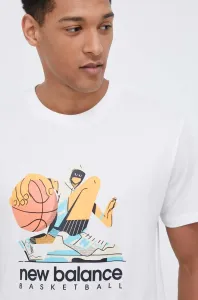 Bavlnené tričko New Balance biela farba, s potlačou #8656755