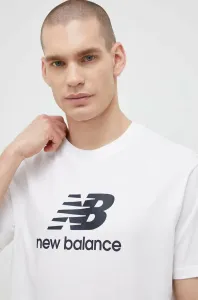 Bavlnené tričko New Balance MT31541WT-1WT, biela farba, vzorované