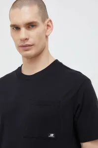 Bavlnené tričko New Balance MT31542BK-2BK, čierna farba, jednofarebné