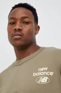Bavlnené tričko New Balance zelená farba #7523620