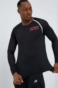 Bežecké tričko s dlhým rukávom New Balance Accelerate Pacer čierna farba, s potlačou #8464263