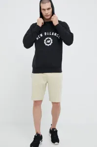 Mikina New Balance pánska, čierna farba, s kapucňou, s potlačou #8495564
