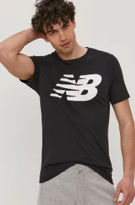 Tričko New Balance MT03919BK pánske, čierna farba, s potlačou