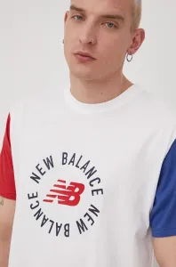 Tričko New Balance MT21901WT pánske, biela farba, s potlačou