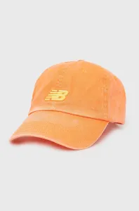 Bavlnená čiapka New Balance LAH91014VIB oranžová farba, s nášivkou