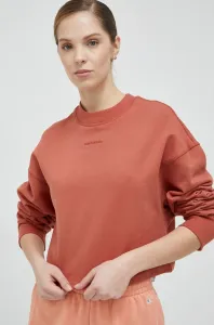 Bavlnená mikina New Balance dámska, červená farba, jednofarebná