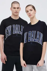 Bavlnené tričko New Balance čierna farba, s potlačou #9079347