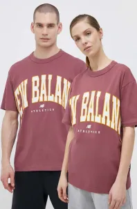 Bavlnené tričko New Balance ružová farba, s potlačou #8464591