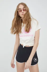 Bavlnené tričko New Balance WT91546SST biela farba,