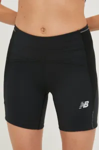 Bežecké šortky New Balance Impact Run dámske, čierna farba, s potlačou, stredne vysoký pás #247992