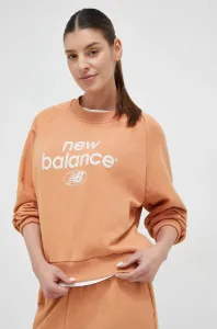 Mikina New Balance WT31508SEI-SEI, dámska, oranžová farba, s potlačou #6217286
