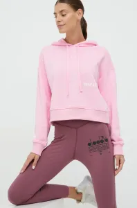 Mikina New Balance dámska, ružová farba, s kapucňou, s potlačou #2568162
