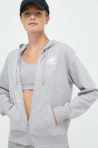 Mikina New Balance dámska, šedá farba, s kapucňou, jednofarebná #9081579