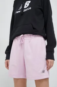 Šortky New Balance dámske, ružová farba, jednofarebné, vysoký pás