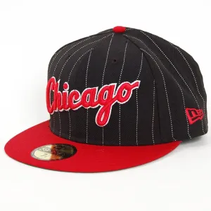 New Era PIN Script Chicago White Sox Black Scarlet Cap - Size:7–1/8(56.75cm)