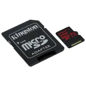 Kingston pamäťová karta 64GB Canvas React micro SDXC UHS-I V30 + SD adaptér SDCR/64GB
