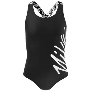 Nike SCRIPT LOGO Dievčenské jednodielne plavky, čierna, veľkosť L