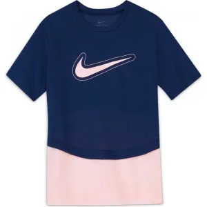 Nike DRY TROPHY SS TOP G Dievčenské tréningové tričko, tmavo modrá, veľkosť L