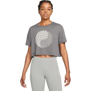 Nike NK DF TEE CROP YOGA Dámske tričko, tmavo sivá, veľkosť #4214937