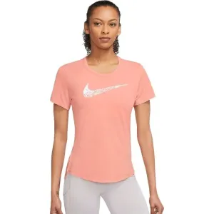 Nike NK SWOSH RUN SS TOP Dámske tričko, lososová, veľkosť #437388