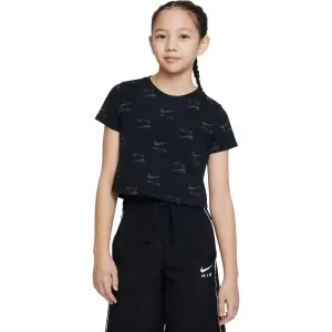 Nike NSW TEE CROP AIR AOP Dievčenské tričko, čierna, veľkosť XL