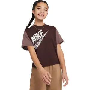 Nike NSW TEE ESSNTL BOXY TEE Dievčenské tričko, hnedá, veľkosť #6312999