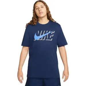 Nike NSW TEE SWOOSH BLOCK Pánske tričko, tmavo modrá, veľkosť
