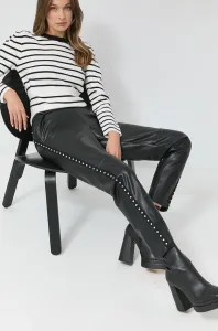 Nohavice Nissa dámske, čierna farba, rovné, vysoký pás #8220161