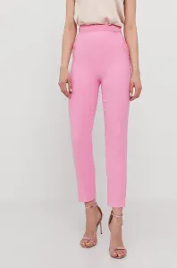 Nohavice Nissa dámske, ružová farba, rovné, vysoký pás #170056
