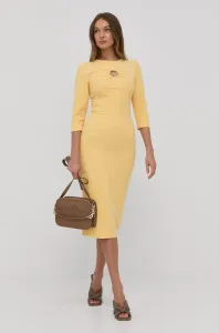 Šaty Nissa žltá farba, midi, rovný strih #5371205