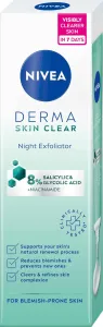Nivea Derma Skin Clear Night Exfoliator 40 ml peeling pre ženy na mastnú pleť; na problematickú pleť s akné